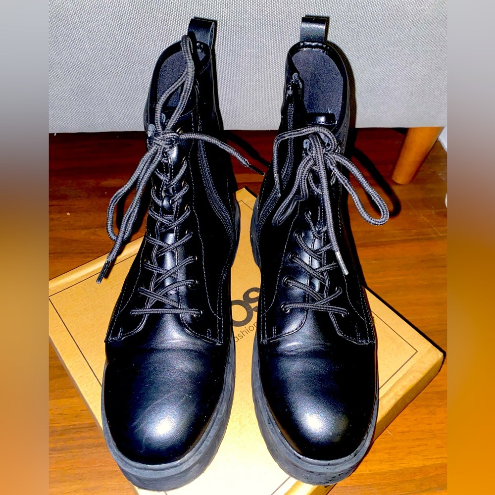 Black platform combat boots